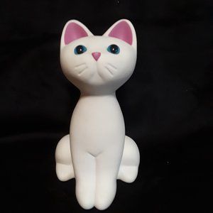 Vintage Tapas White Cat Hard Plastic Piggy Bank Coin Bank 9" Tall